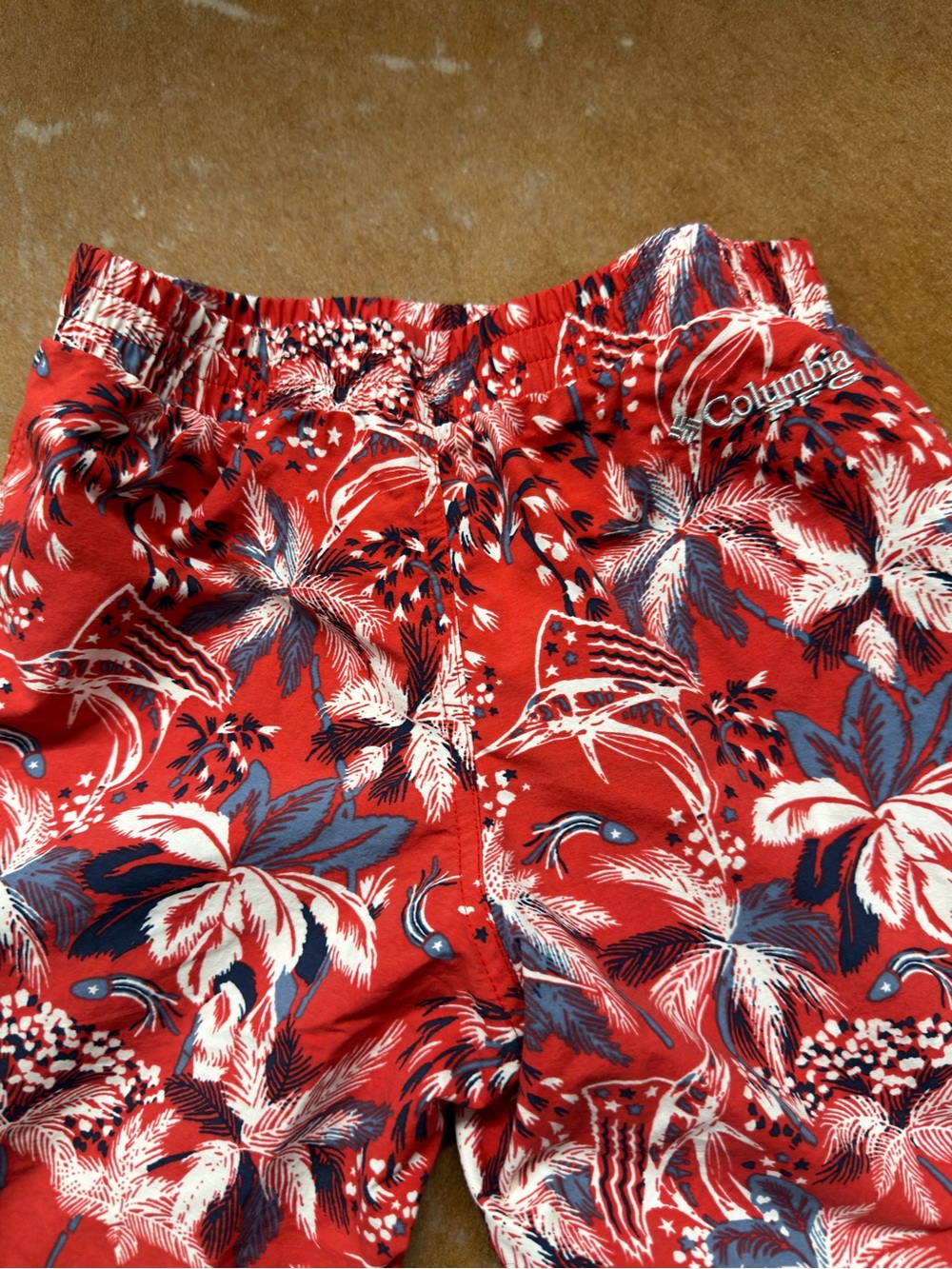 Columbia Red Tropical Print Kids' Shorts - Picture 3 of 4